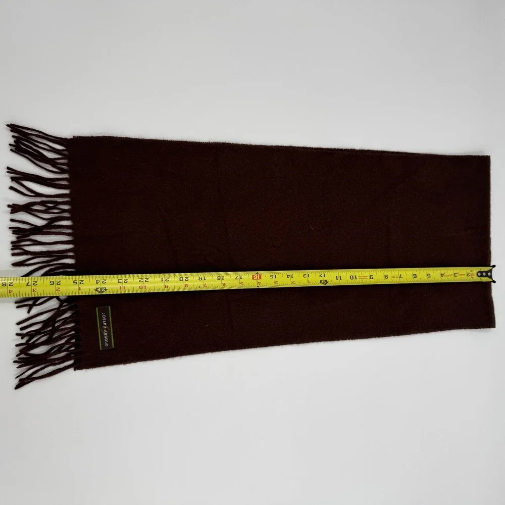 Joseph Abboud Scarf Mens OS Brown 100% Cashmere Made in Germany Fringe Trim